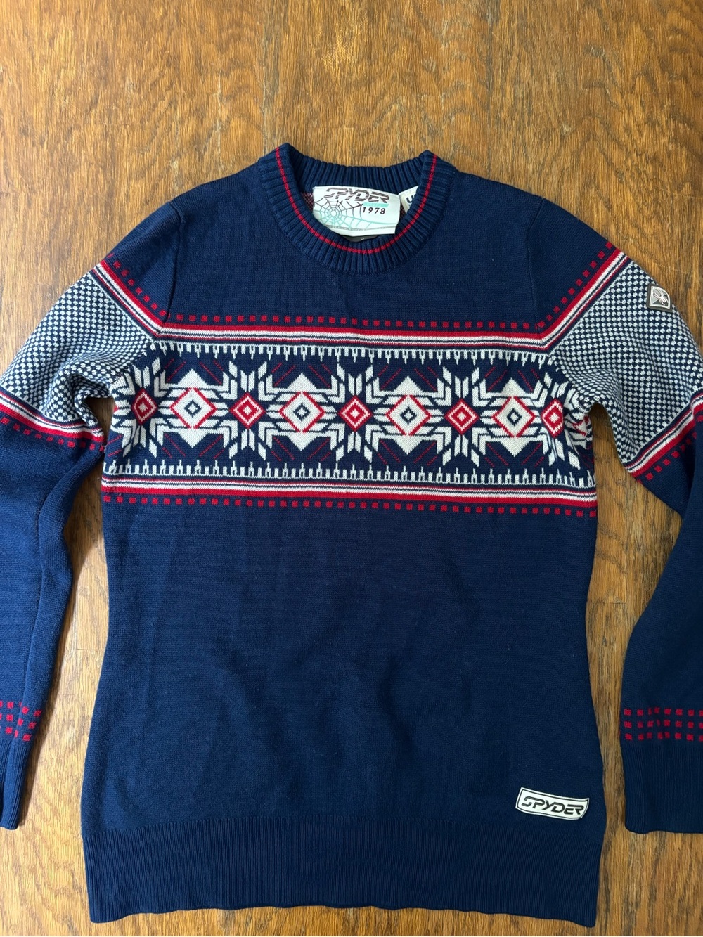 🏔️ Spyder Vintage-Style Nordic Ski Sweater – Navy/Red/White